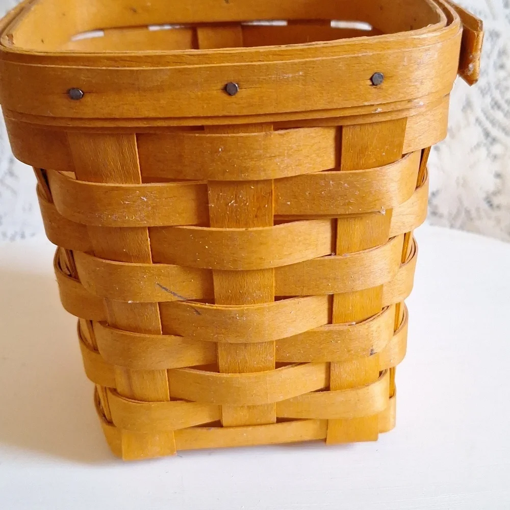 Vintage Longaberger Basket Signed, Flower Basket, Small Storage